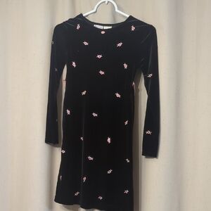 Blueberi Boulevard Black Dress with Pink Embroidery